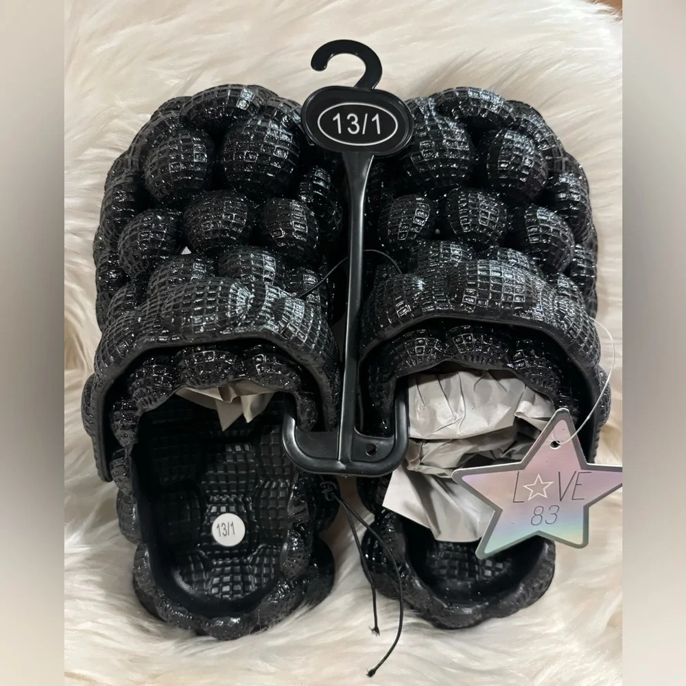Kids Love Sparkly Black Bubble Shoes Size 13/1